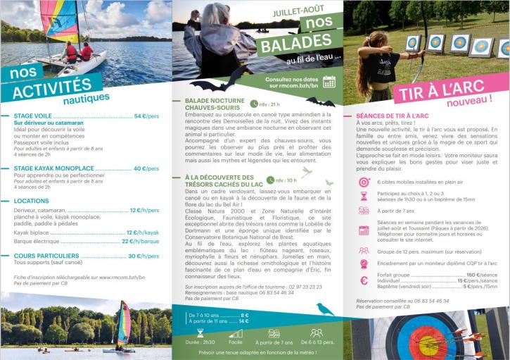 Activités base nautique Lac du Bel Air Priziac